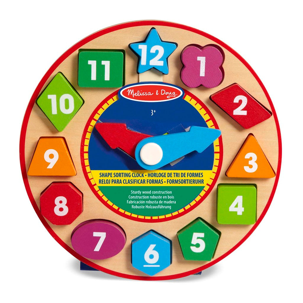Orologio di apprendimento in legno di Melissa Doug con 12 forme di legno