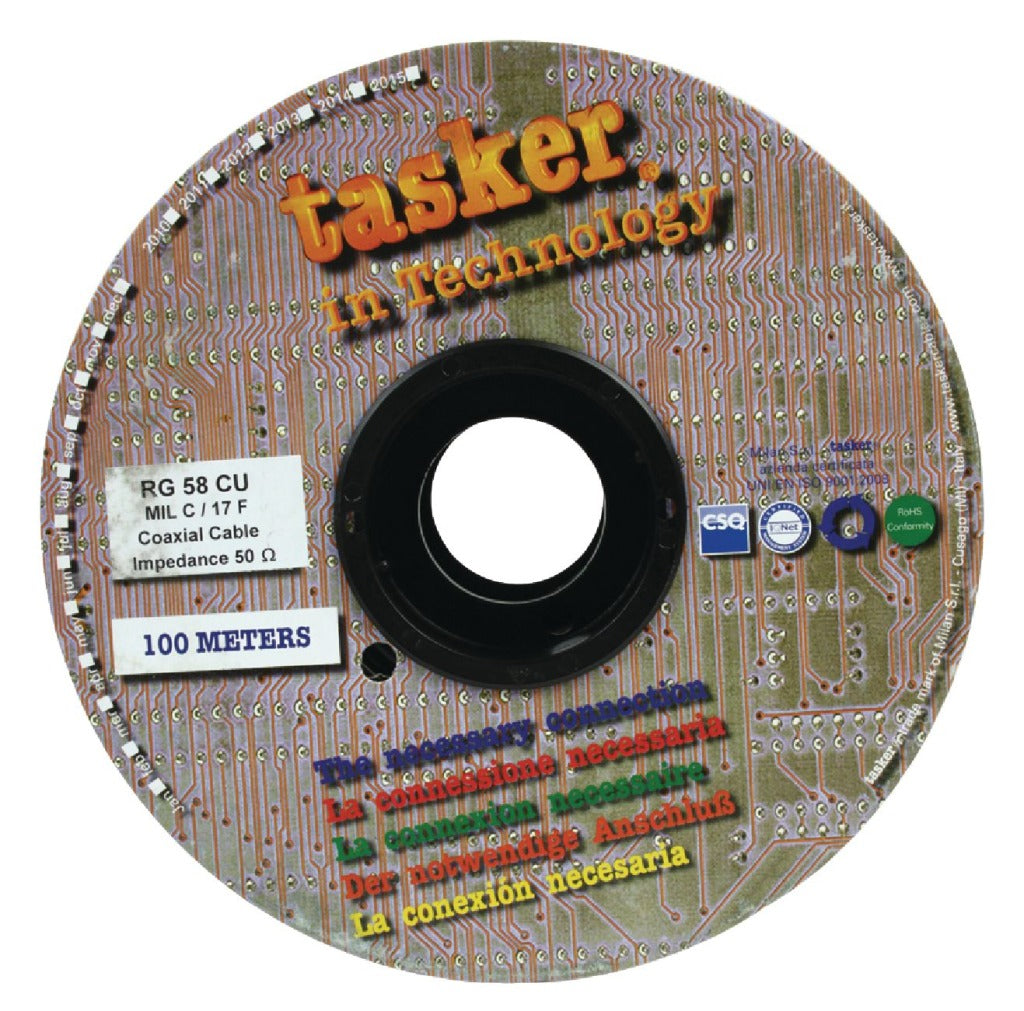 TASKER TASR-RG58CU COAX KABLE na HASPEL RG58 5,0 mm 100 m Black