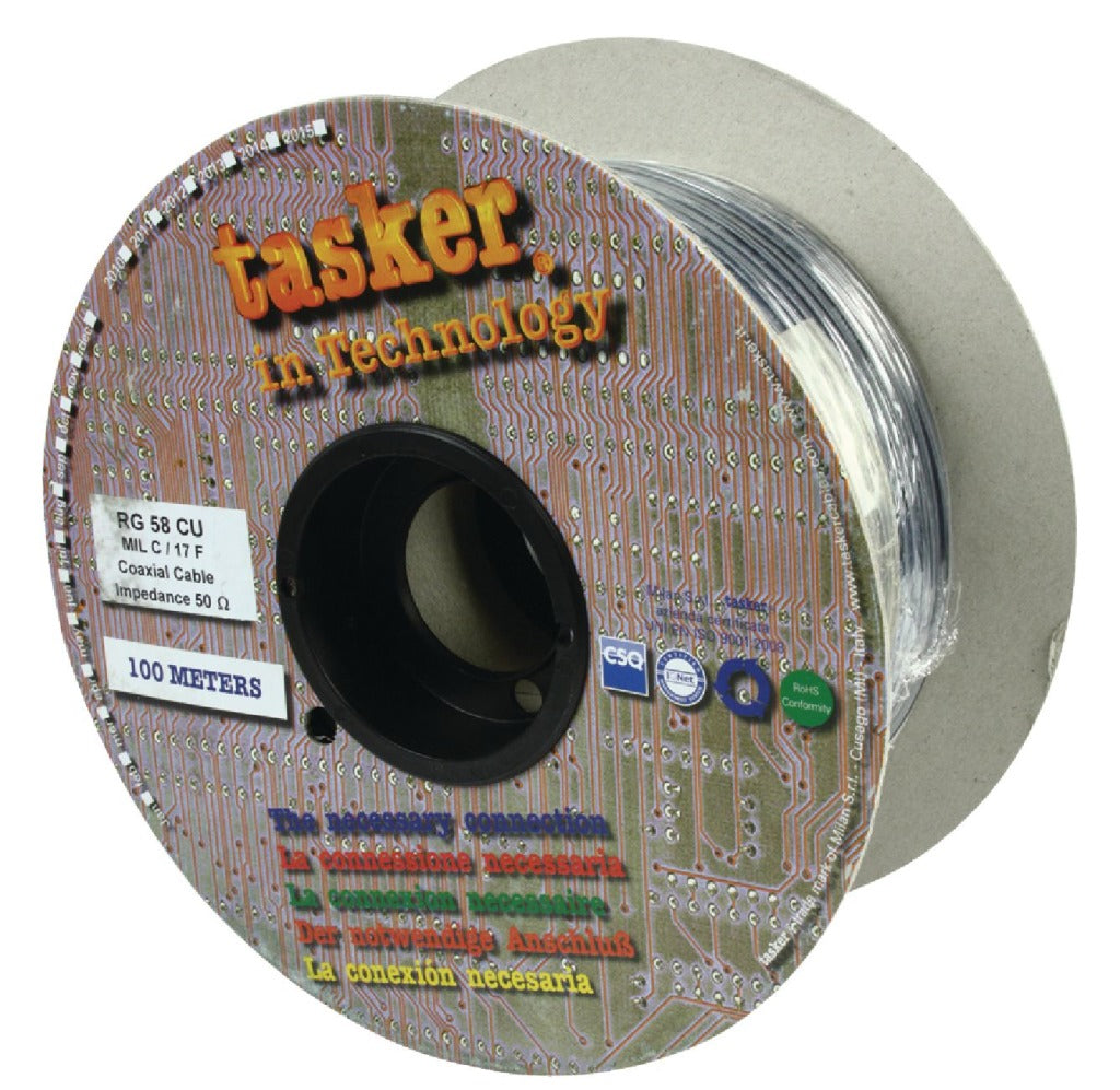 TASKER TASR-RG58CU COAX KABLE na HASPEL RG58 5,0 mm 100 m Black