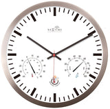 Nextime ne-90513wi wandklok + weerstation 25cm wit rc aluminium