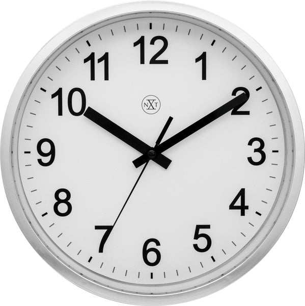Nextime Nextime NX-7307Zi-V2 Reloj de pared NXT Diam. 25.5 cm de plata, dial blanco, #039; reloj tranquilo