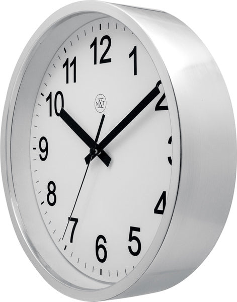 Nextime Nextime NX-7307Zi-V2 Reloj de pared NXT Diam. 25.5 cm de plata, dial blanco, #039; reloj tranquilo