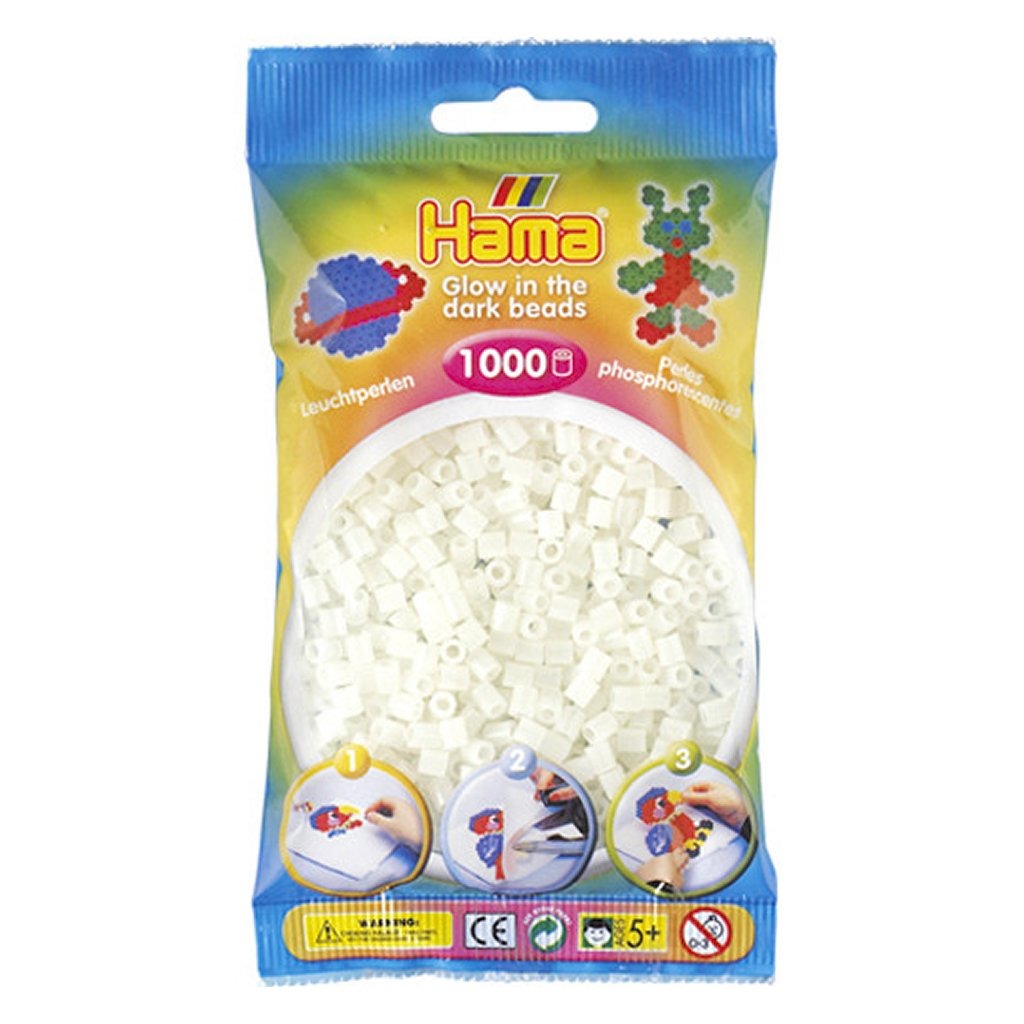 Hama jernperler gløder i de mørke 1000 stykkene
