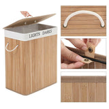 Homestyle pro rechthoekige bamboe wasmand + tekst 52x32x63 cm naturel wit