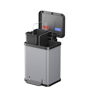 Hailo Oko Duo Plus M Pedal Bucket 2x9L Rustfrit stål sort