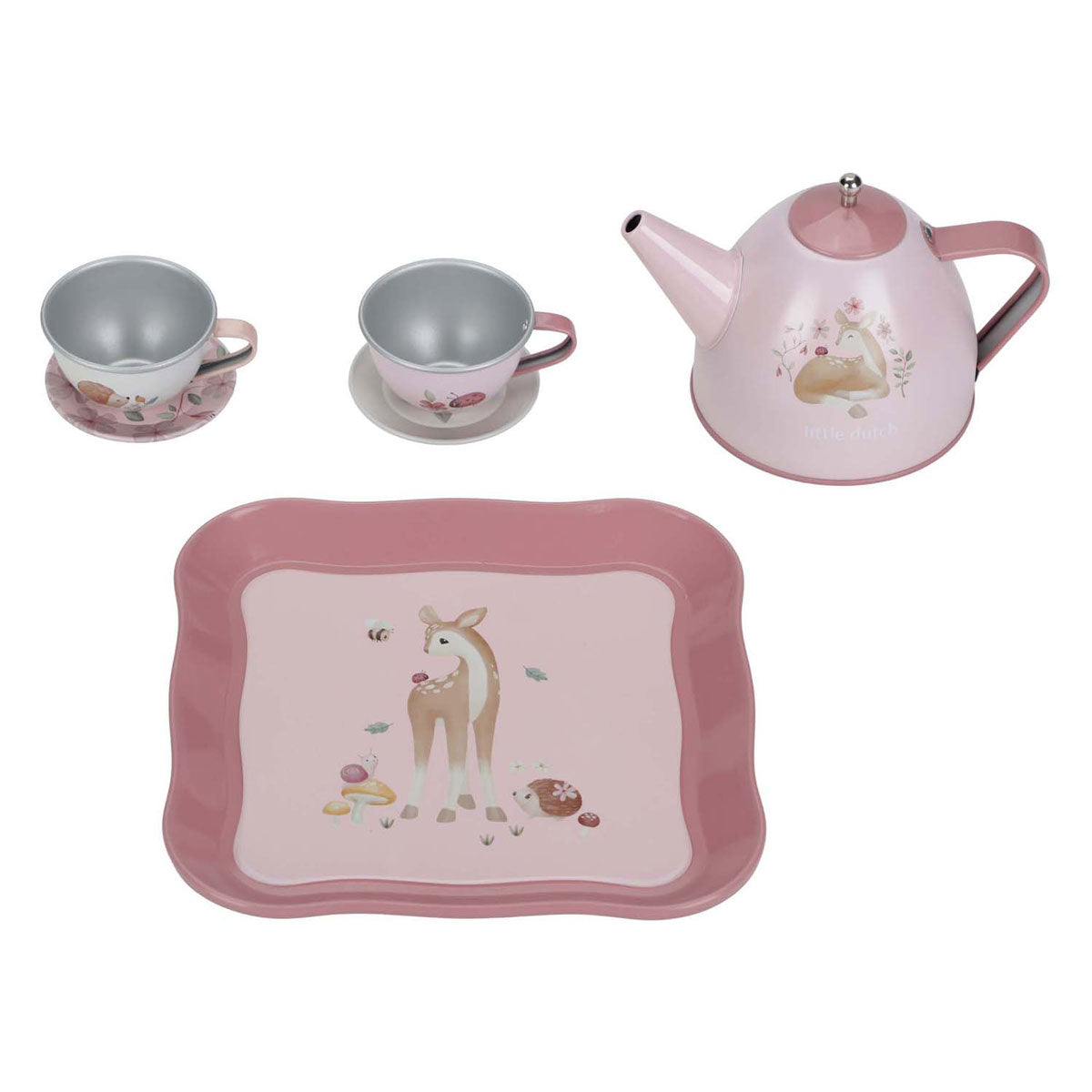 Little Dutch Fairy Garden Pewter tea set in suitcase