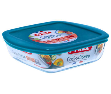 Pyrex Cook and Store 1L Square 20 x 17 cm with lid