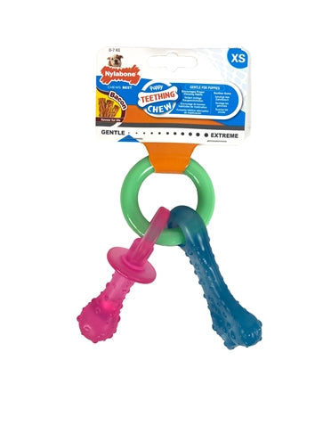 Nylabone Puppy Chew Beetring Teat Bot Puppyspeelgoed Bacon
