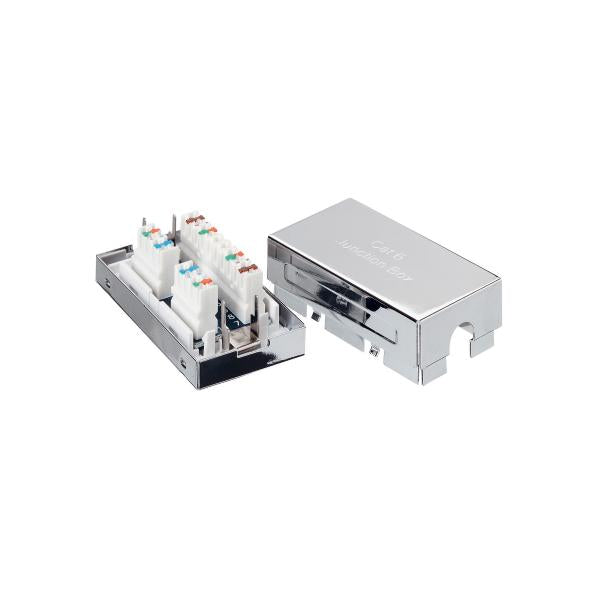 Equip 135620 Cat6 Junction Box F22 - 26 AWG, Shielded Solid Wire, Class E, Silver