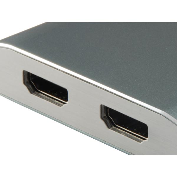 Opremite 133464 USB tipa C do 2x HDMI Adapter, 2160p@30 Hz, USB3.1 Gen1, siva