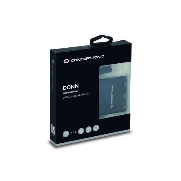 Conceptronic donn01b donn usb-c to hdmi adapter, usb 3.2 gen 1 (3.1 gen 1) type-a c, hdmi, black