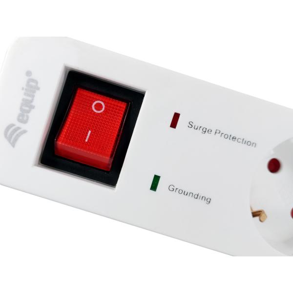 Equip 245554, Fuera de alimentación de 5 outash con 2x USB, 5X de salida de CA interior, tipo F, 1.5 mm², 1.8 m