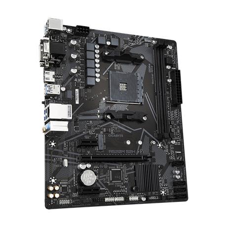 Gigabyte A520M S2H, MATX, AMD, AM4, A520, Ryzen 3 3a Gen, 64 GB, 2x Dimm DDR4, 5000 MHz, USB3.1, M.2