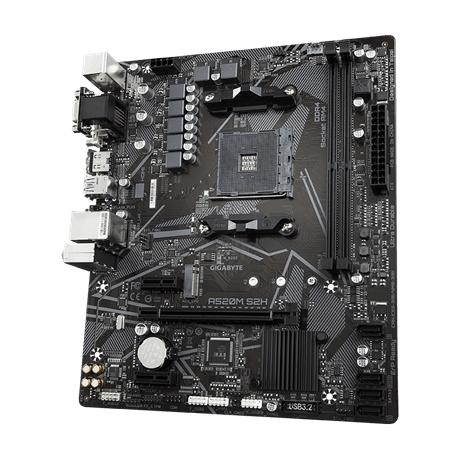 Gigabyte A520M S2H, MATX, AMD, AM4, A520, Ryzen 3 3a Gen, 64 GB, 2x Dimm DDR4, 5000 MHz, USB3.1, M.2