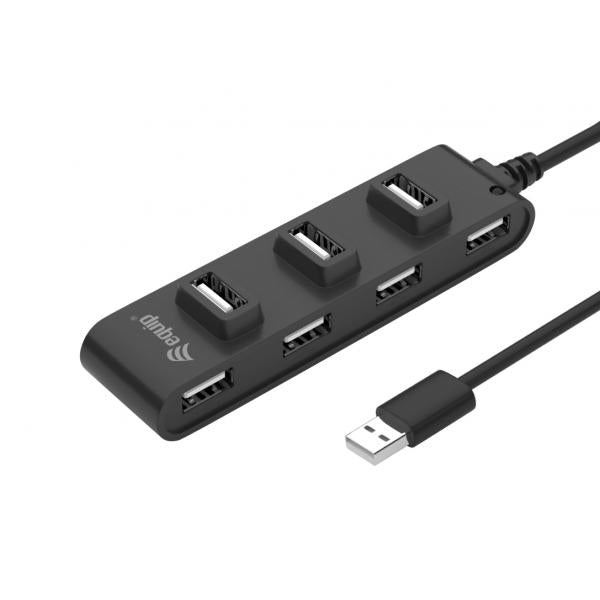 Utrusta 128957 7-port USB 2.0-nav, USB 2.0, USB 2.0, 480 Mbit S, svart