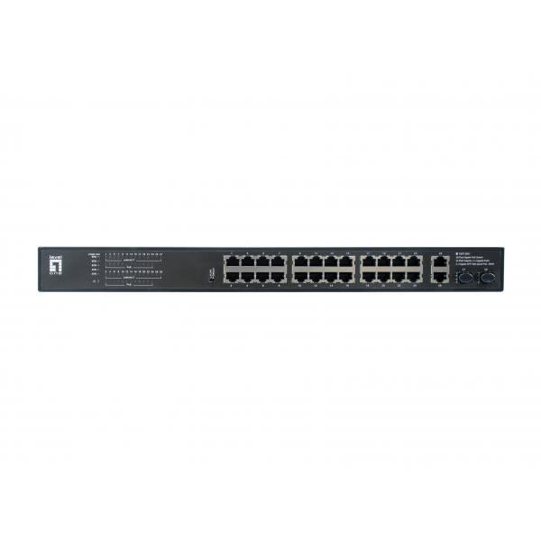 Levelone Gep-2821 28-Port Gigabit Poe Switch, 24x Poe Outputs, 2x Gigabit RJ45, 2x Gigabit SFP, 1h