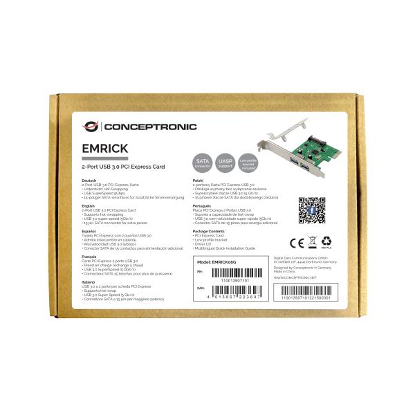 Concetronic emrick06g emrick 2-Port USB 3.0 PCIE Card, PCie, USB 3.2 Gen 1 (3.1 Gen 1) pci 20, SA