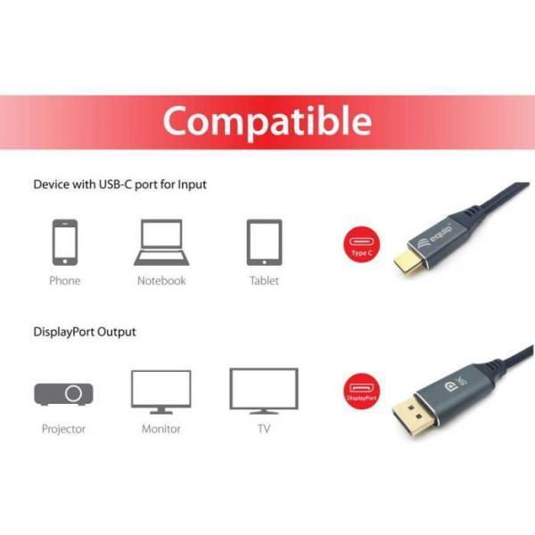Equip 133426 USB-C to DisplayPort Cable, M M, 1.0M, 4K 60HZ, ABS Shell