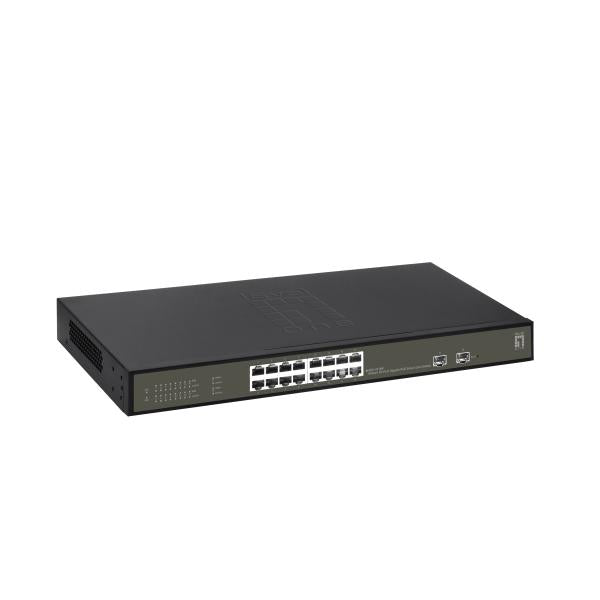 Levelone GES-2118P Hilbert 18-Port Gigabit Poe Smart Lite Managed L2 Switch, 16x Poe, 230W, 2x SFP