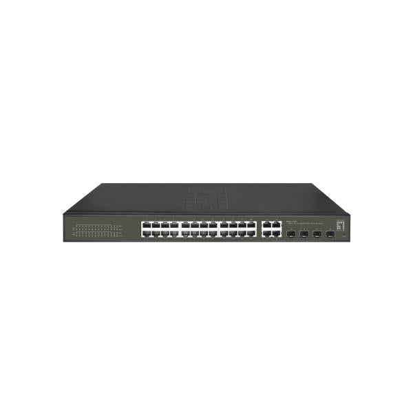 Levelone GES-21128P HILBERT 28-PORT GIGABIT POE Smart Lite managed switch, 24x Poe, 380W, 4x SFP RJ45