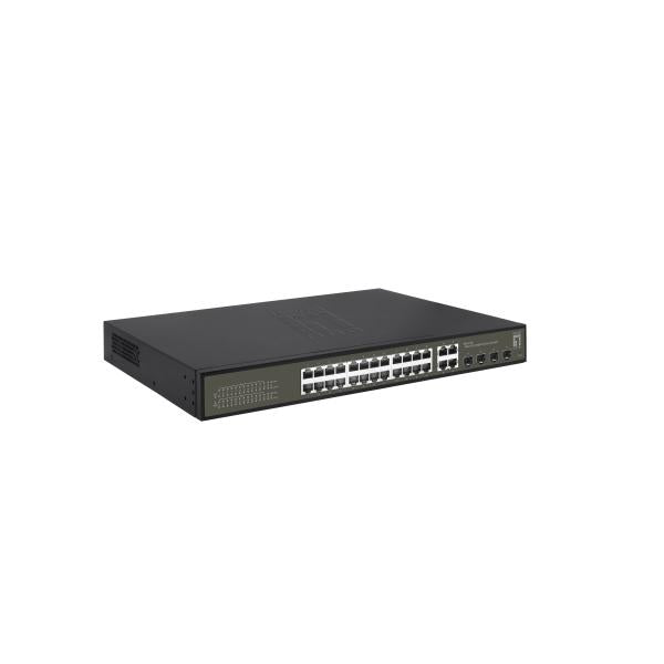 Levelone GES-21128P HILBERT 28-PORT GIGABIT POE Smart Lite managed switch, 24x Poe, 380W, 4x SFP RJ45