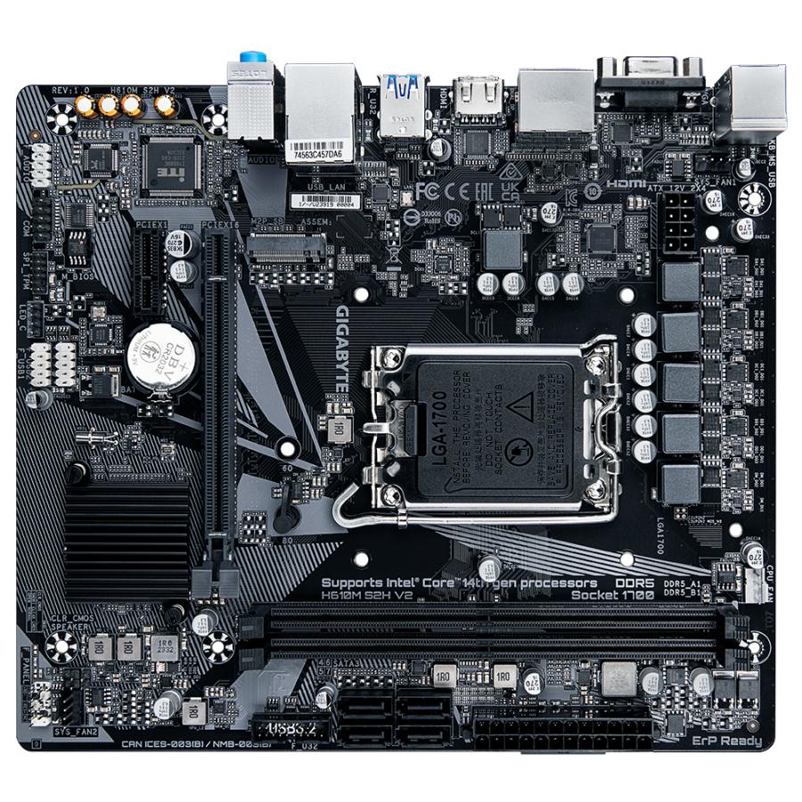 Gigabyte H610M S2H V2 H610M S2H V2 , Intel, LGA1700, DDR5 (5600 MHz) GBE LAN, M.2, USB3.2 Gen 1 1