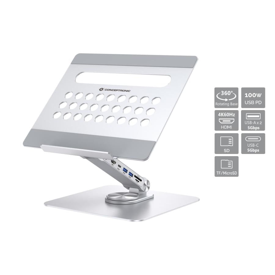 Conceptsronic Don27G Gritop Stand Mat 7-In-1-In-1-Dockelstatioun, 360 °, Iwans-C