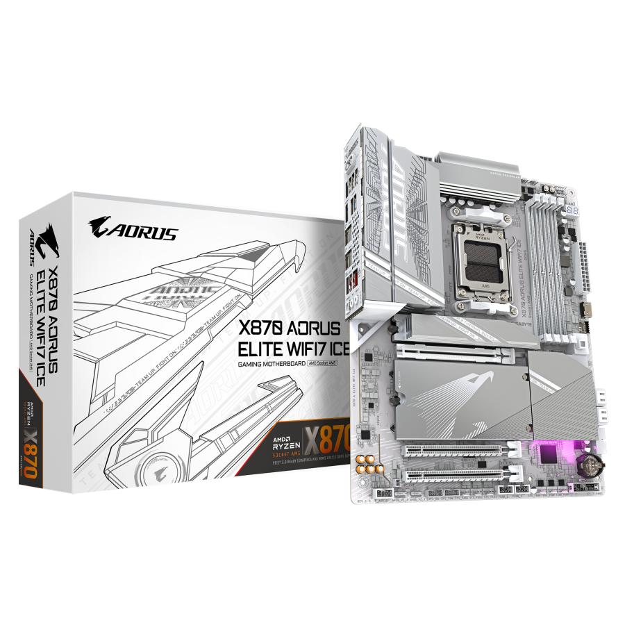 Gigabyte X870 A Elite WF7 ICE REV 1.0, ATX, AMD AM5, X870, 4X DDR5, USB4, 2.5 GBE, Wi-Fi 7, PCIE 5