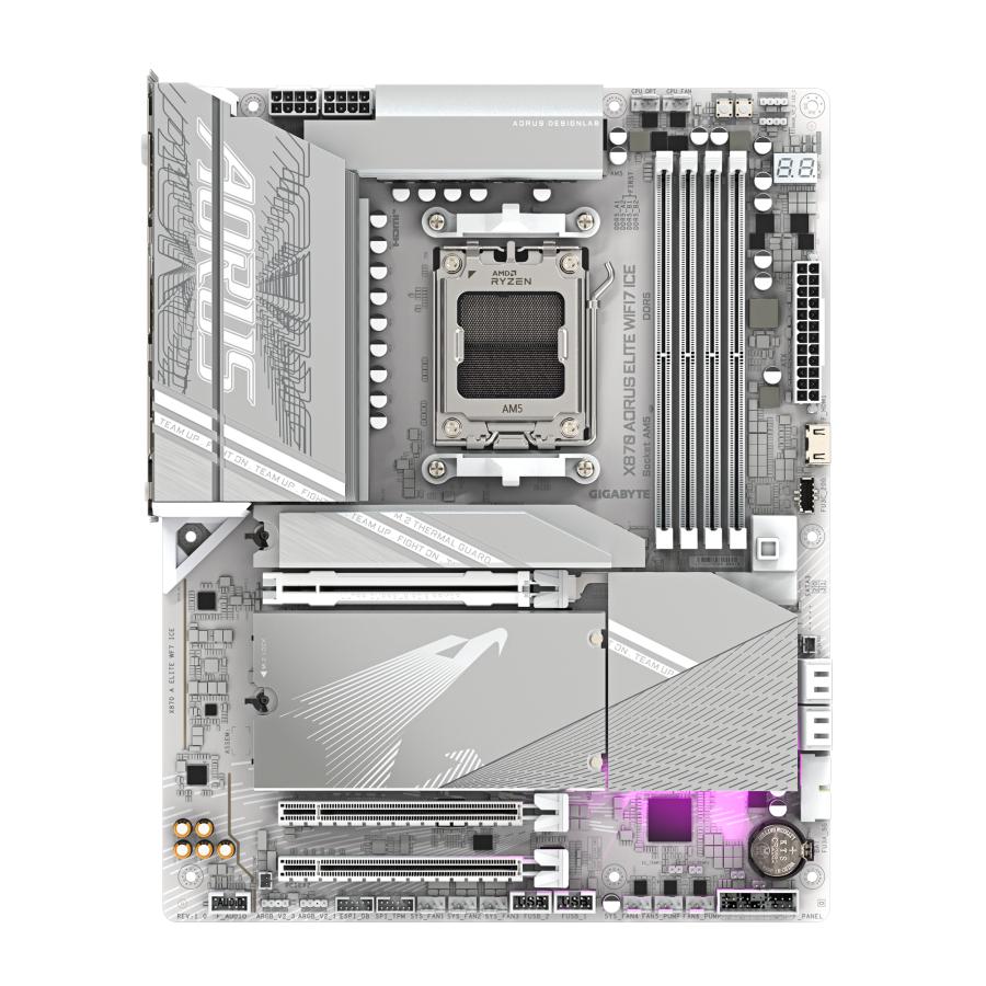 Gigabyte X870 A Elite WF7 ICE REV 1.0, ATX, AMD AM5, X870, 4X DDR5, USB4, 2.5 GBE, Wi-Fi 7, PCIE 5
