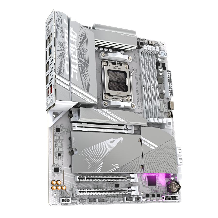 Gigabyte X870 A Elite WF7 ICE REV 1.0, ATX, AMD AM5, X870, 4X DDR5, USB4, 2.5 GBE, Wi-Fi 7, PCIE 5