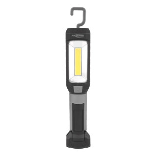 Werkplaatslamp met klein extra lampje en robuuste kunststof behuizing
