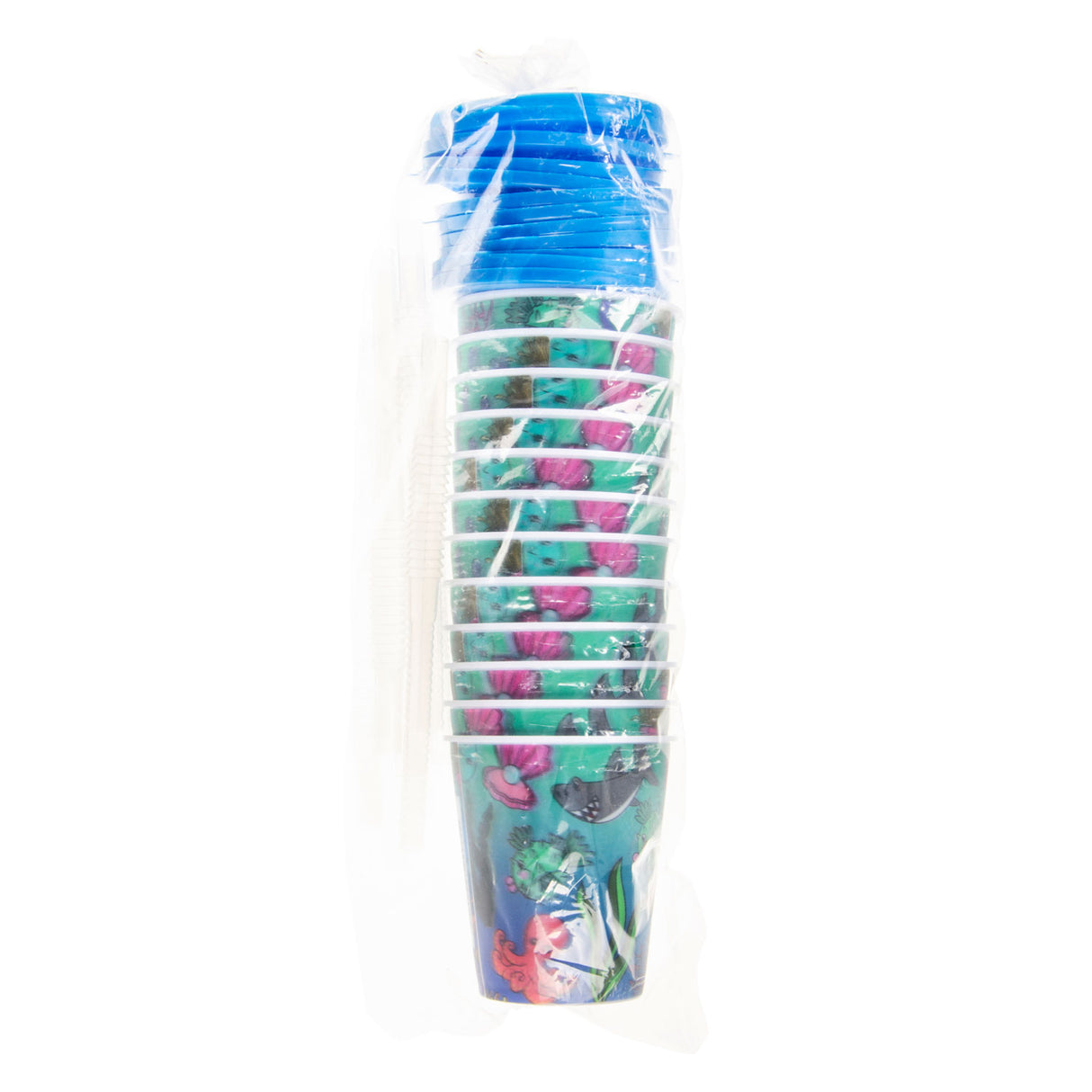 LG imports cup with lid and straw underwater world, 12st.
