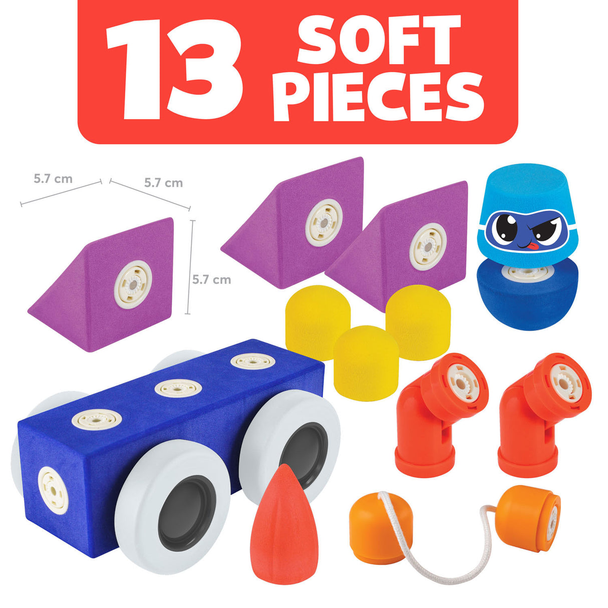 Blockaroo magnetic foam blocks vehicles, 13dlg.