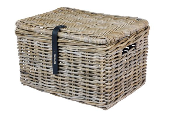 Panier de vélo de basilic dax grand gris avec couvercle