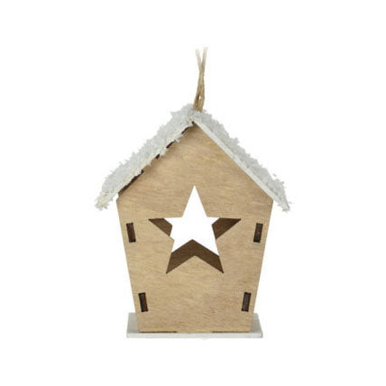 Casa di ganci di Natale in legno con LED