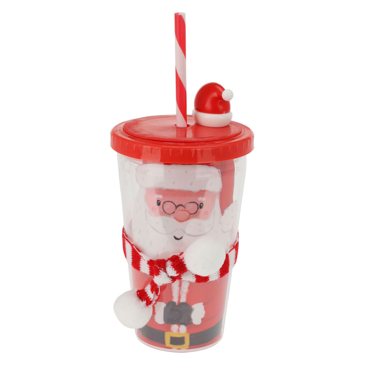 Drinking cups Christmas with straw, set of 12 pieces