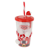 Drinking cups Christmas with straw, set of 12 pieces