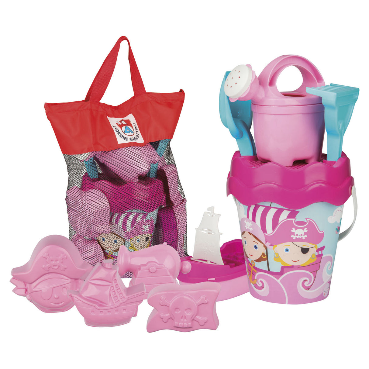 Androni beach set in bag pirate pink