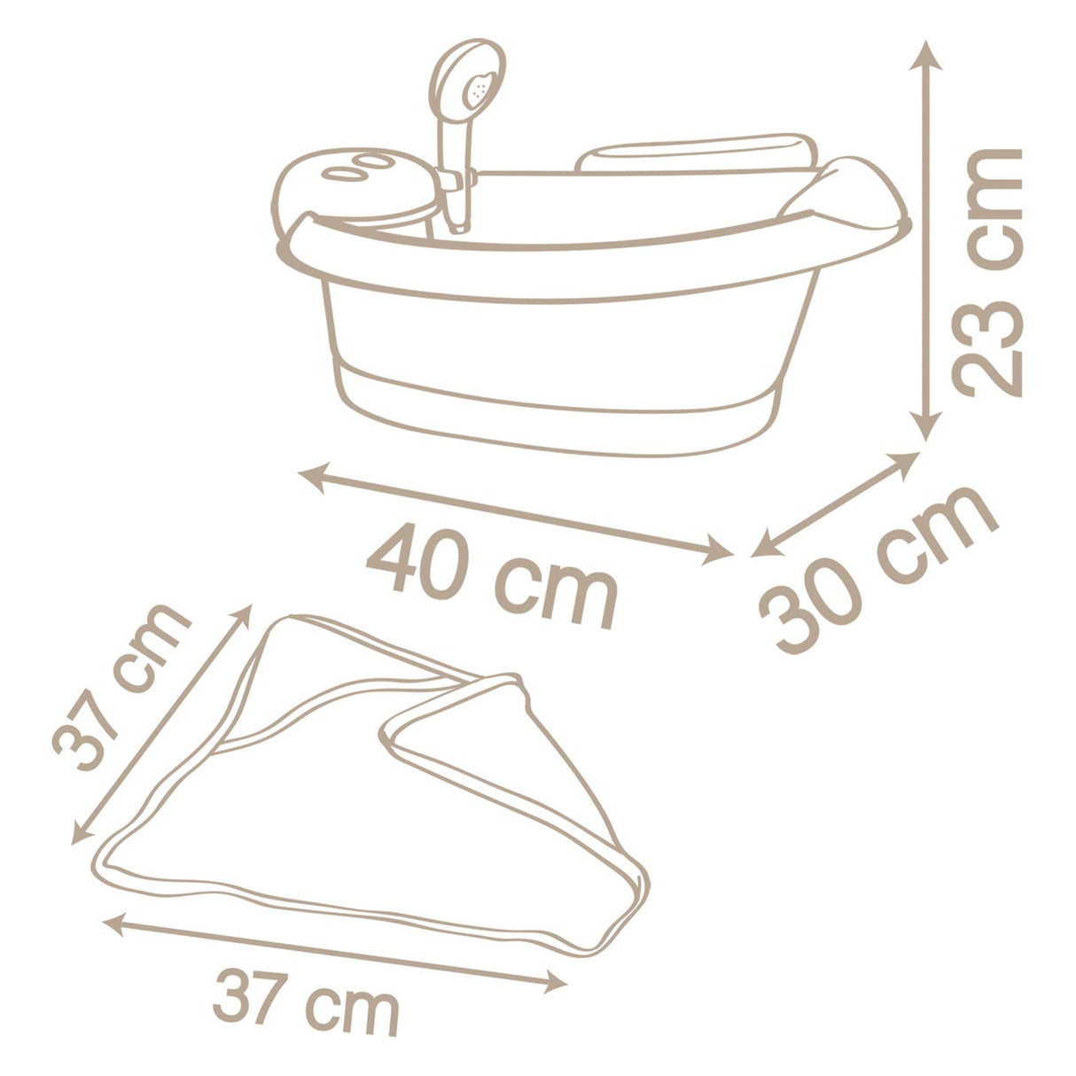 Smoby - Baby nurse bath with functions and accessories 3dlg.