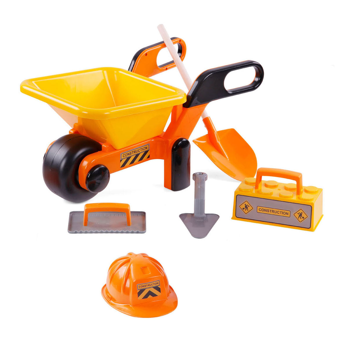 Cavallino wheelbarrow yellow with tools and helmet, 6dlg.