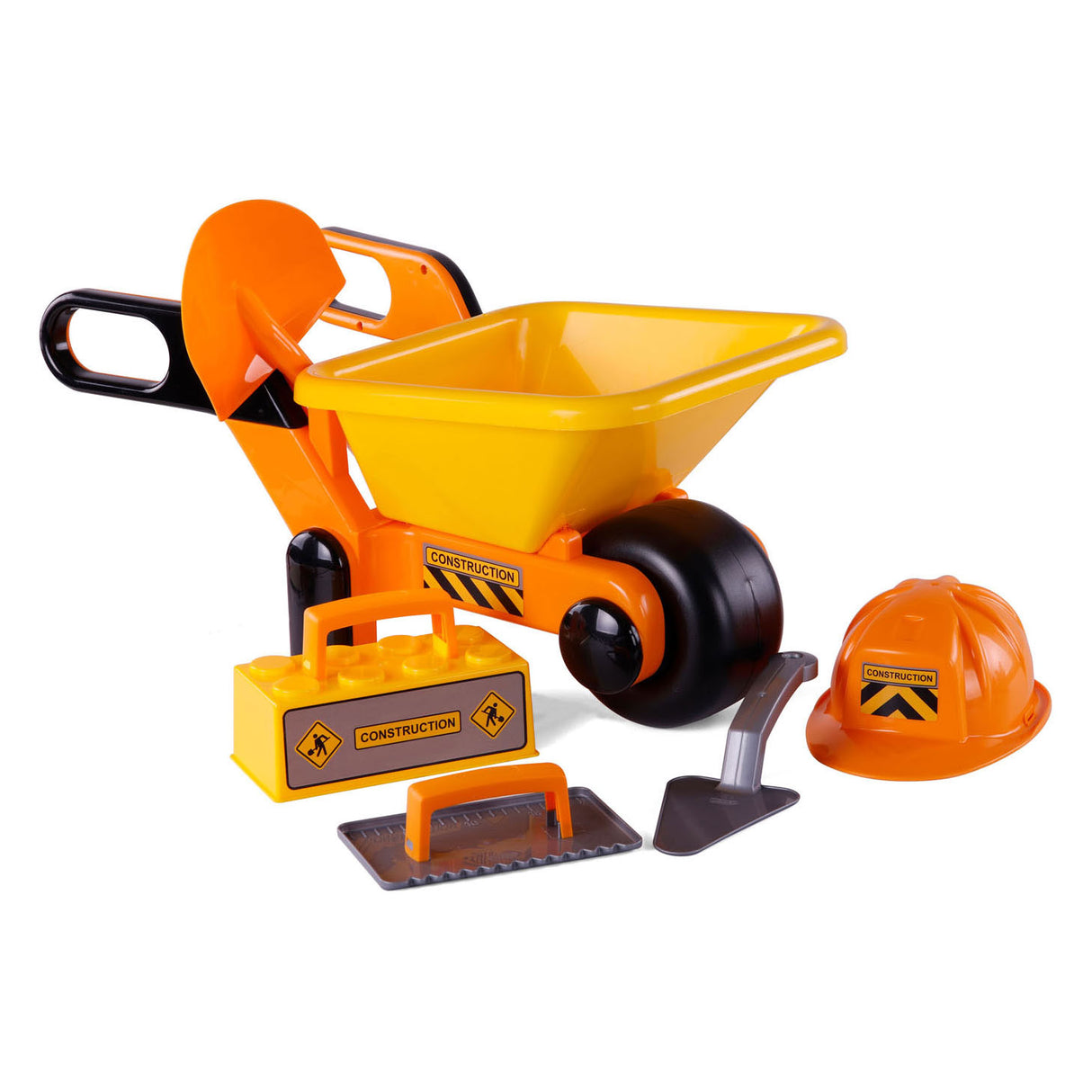 Cavallino wheelbarrow yellow with tools and helmet, 6dlg.