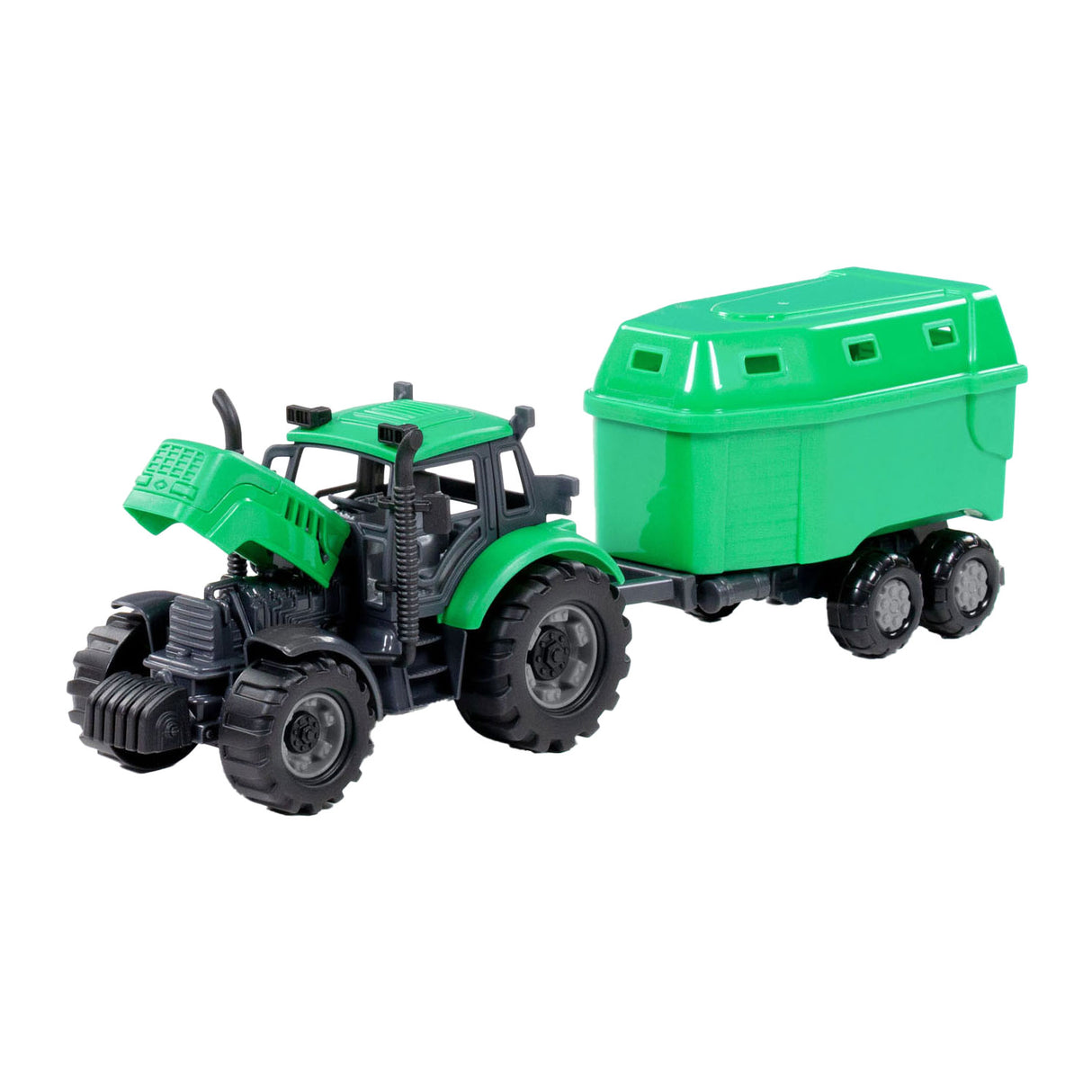 Cavallino Tractor con rimorchio per cavalli verde, scala 1:32