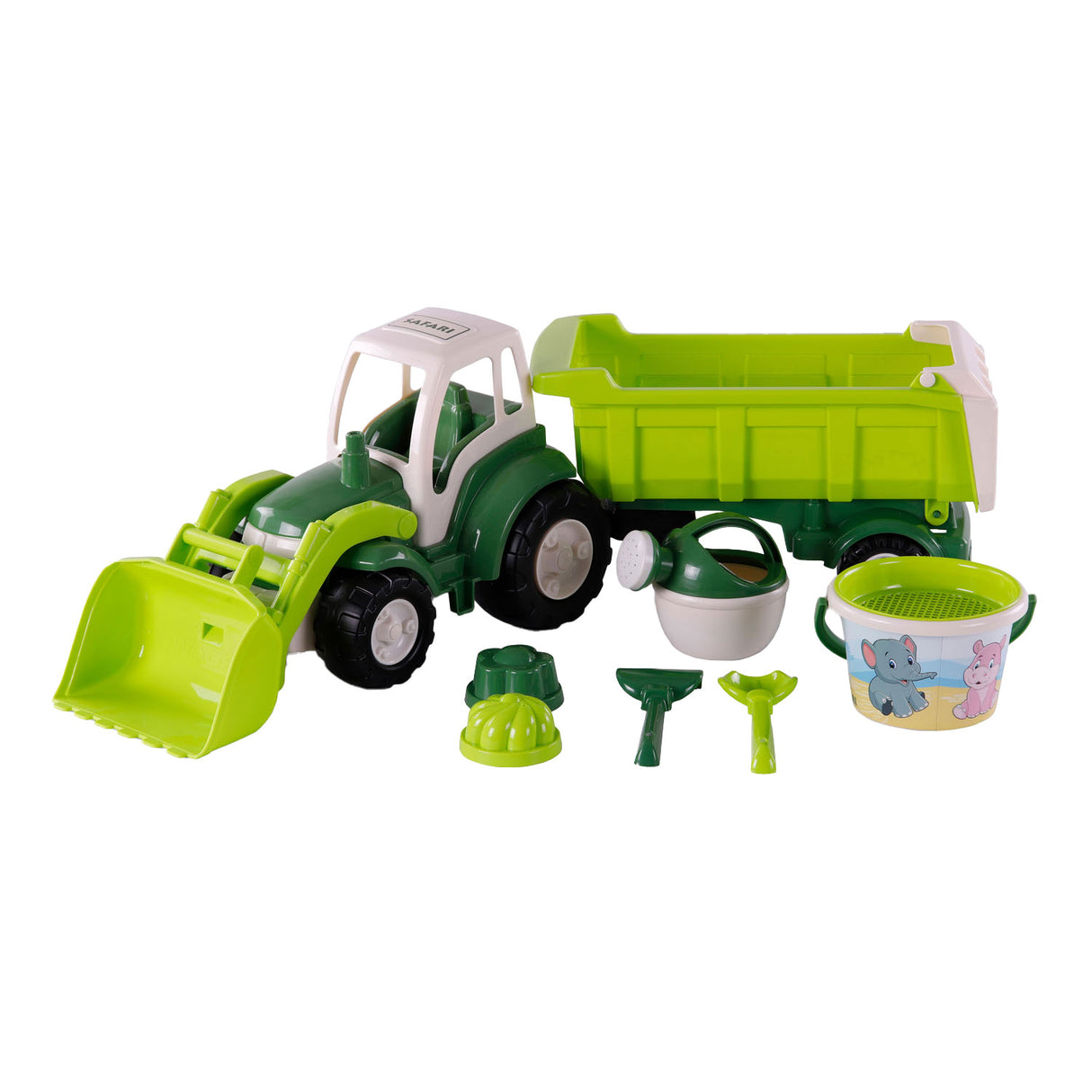 Cavallino XL Tractor Green s přívěsem naklonění a kbelíku, 9DLG.