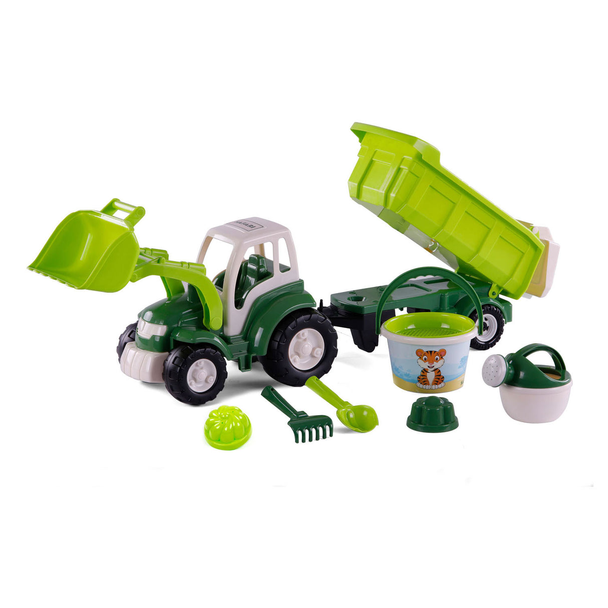 Cavallino XL Tractor Green s přívěsem naklonění a kbelíku, 9DLG.