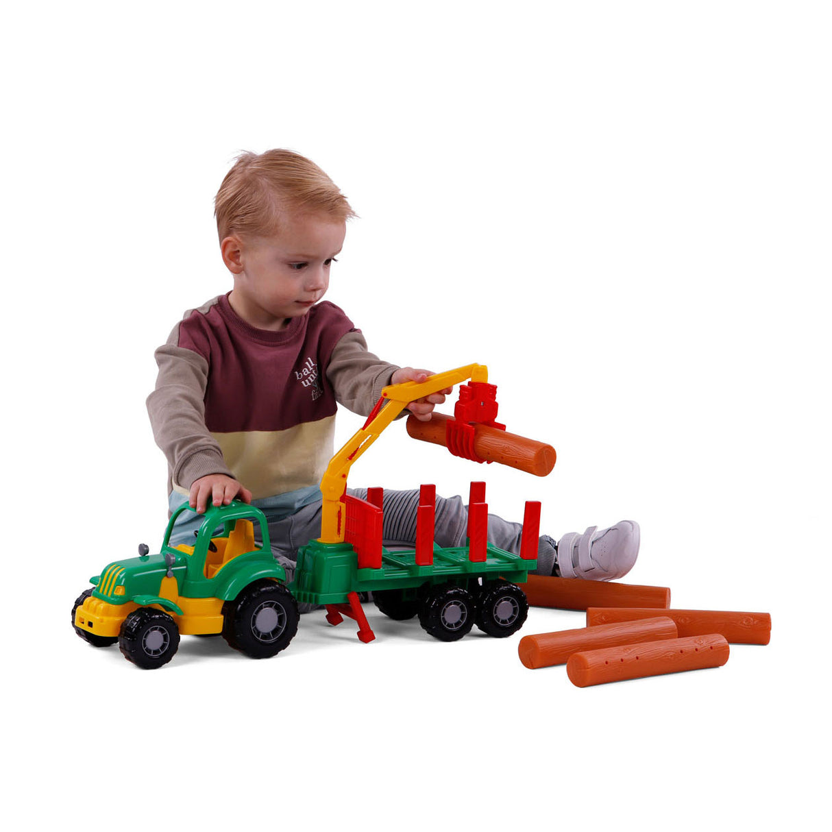 Klasický traktor Cavallino s přívěsem a dřevem, 61 cm