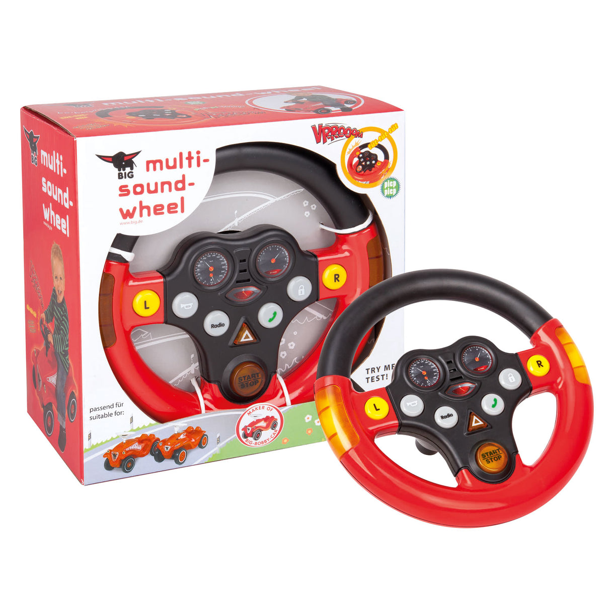 Big playing steering wheel with sound
