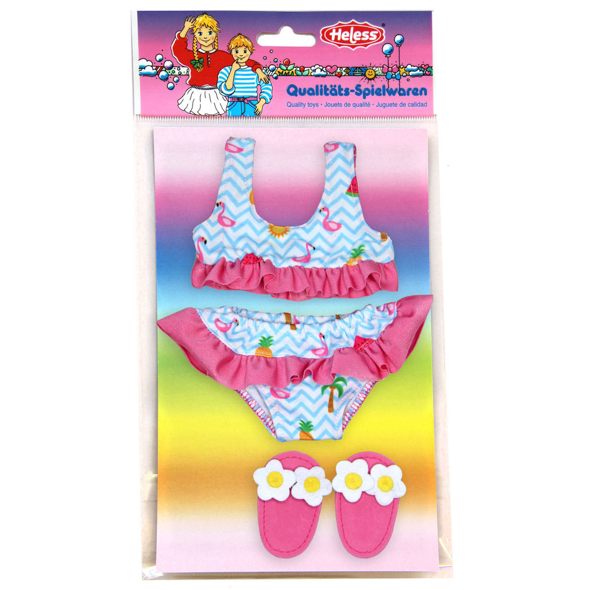 Dolls bikini with flamingo slippers, 35-45 cm