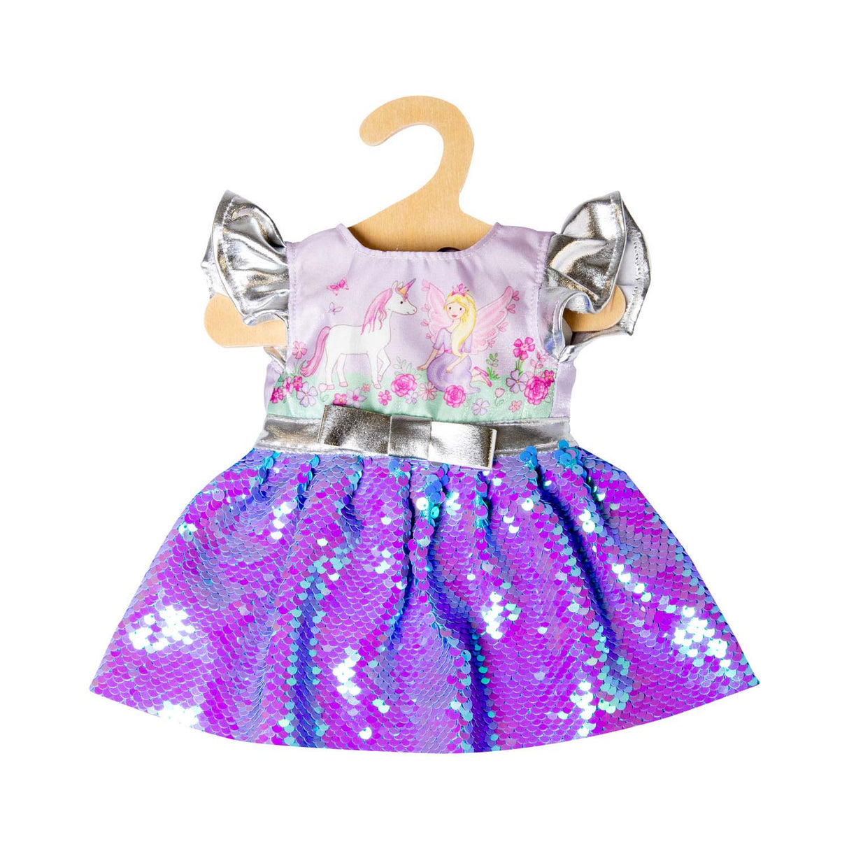 Heless Doll Dress Fee and Unicorn with sequins and Kroon, 28-35 cm