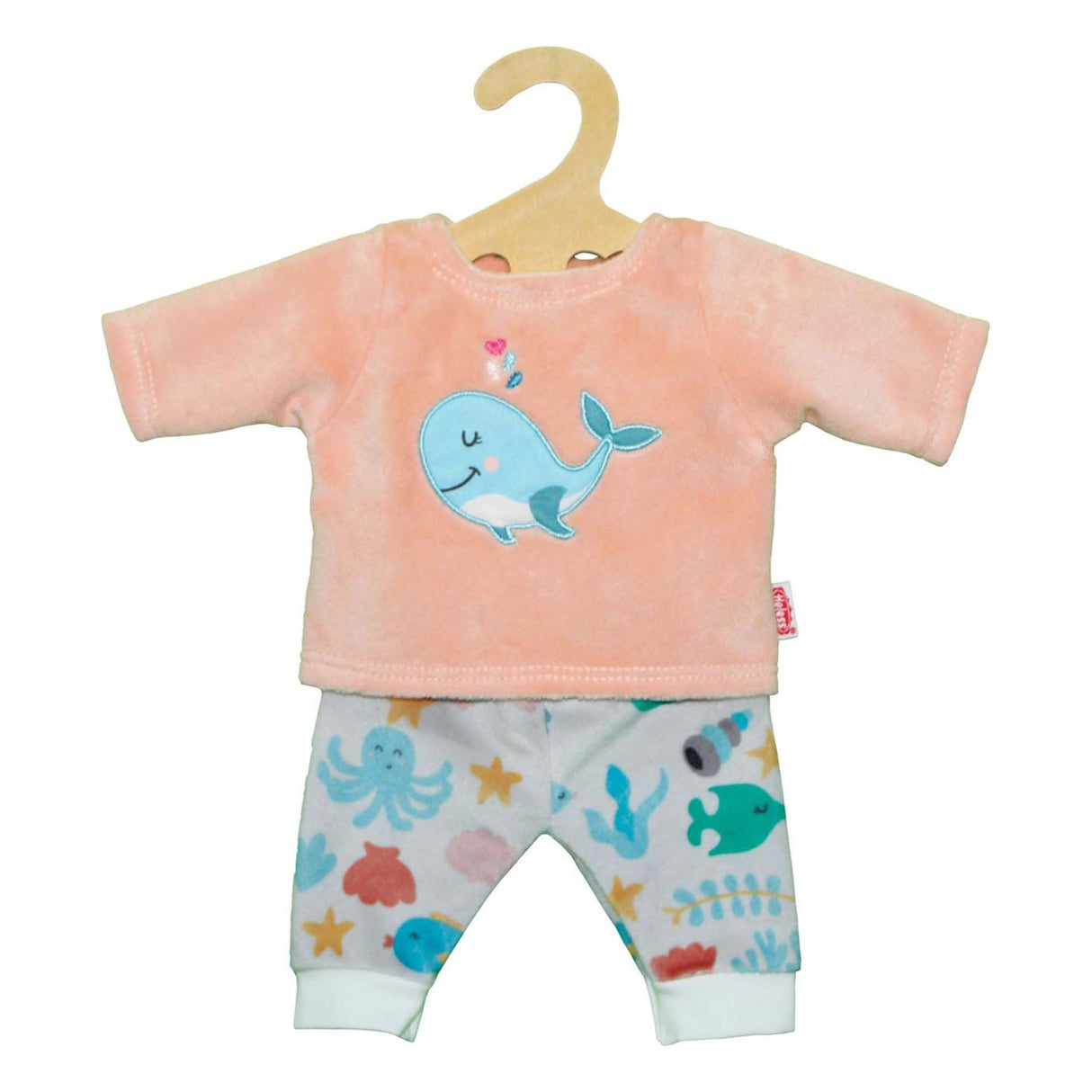 Dukker fluffy pyjamas lyserød hval, 28-35 cm