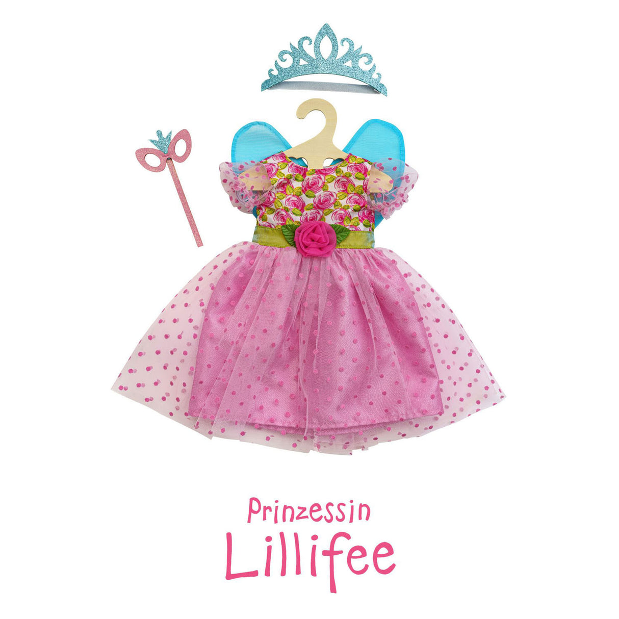 Hemle maachen Poppen Kleed Prinzessin rosa, 28-35cm
